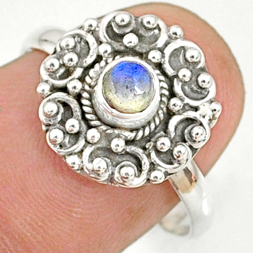 0.67cts natural blue labradorite 925 silver solitaire ring jewelry size 8 r76777