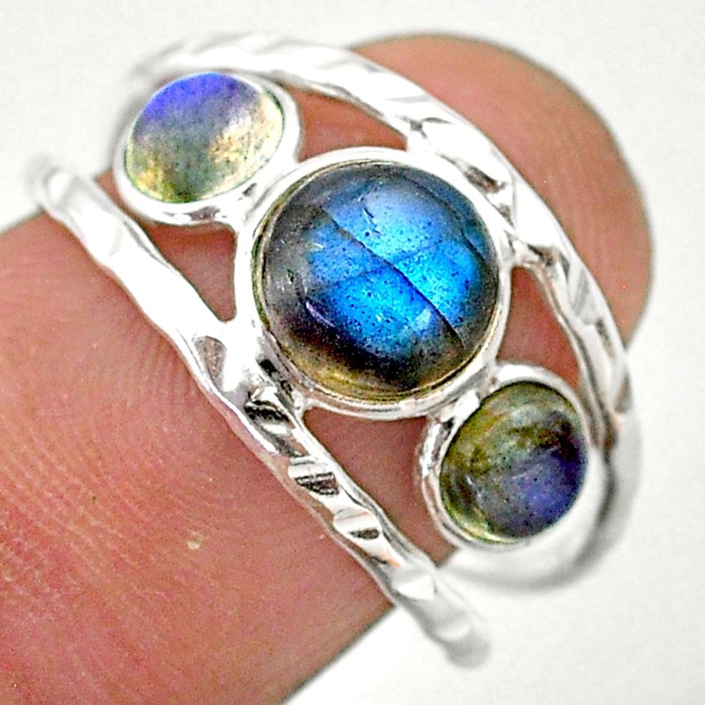 3.91cts natural blue labradorite 925 silver solitaire ring jewelry size 8 t26758