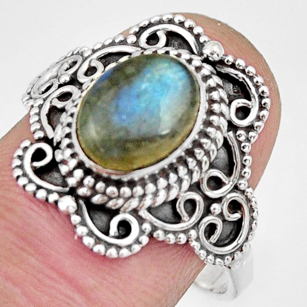 3.01cts natural blue labradorite 925 silver solitaire ring jewelry size 9 r26999