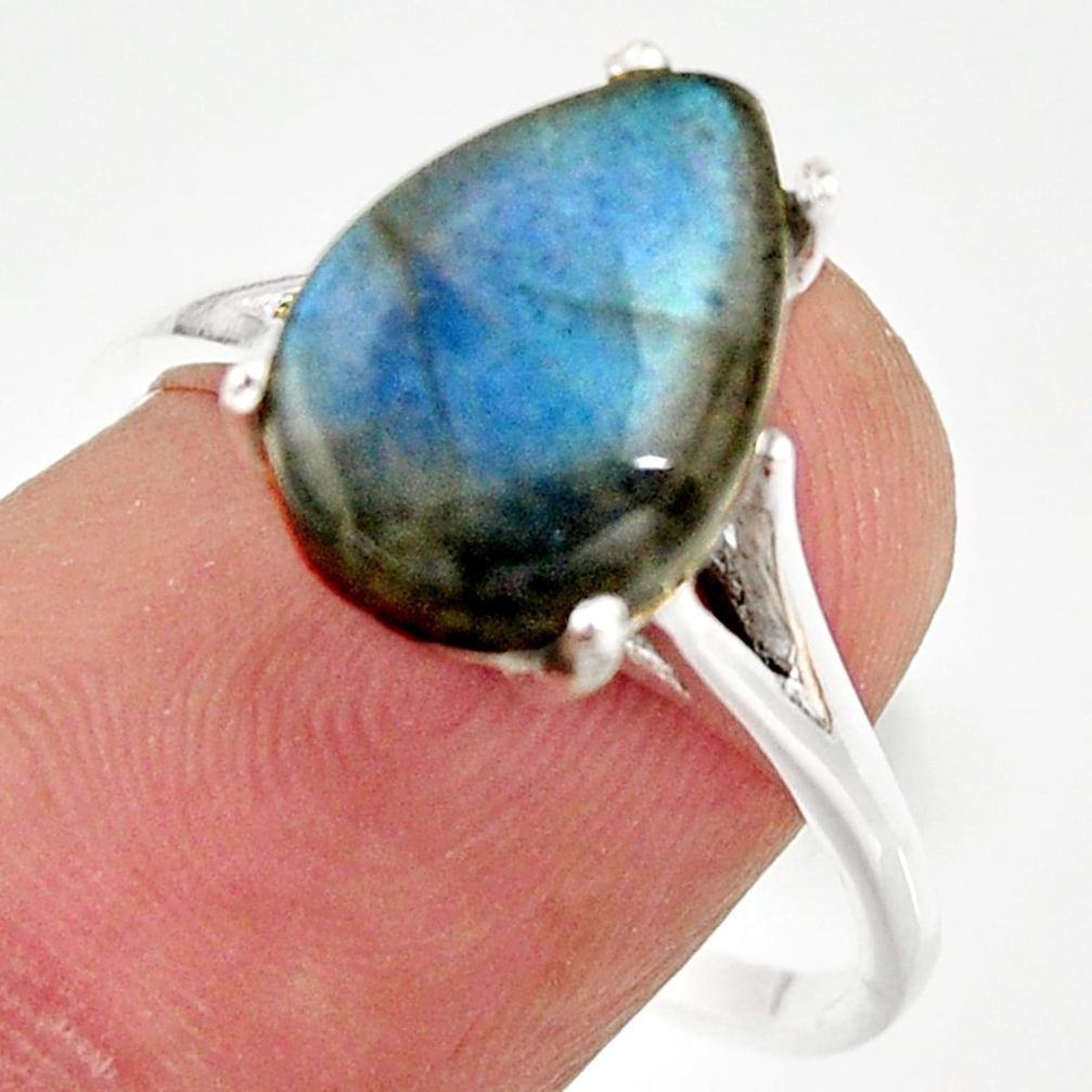 5.45cts natural blue labradorite 925 silver solitaire ring jewelry size 9 r35895