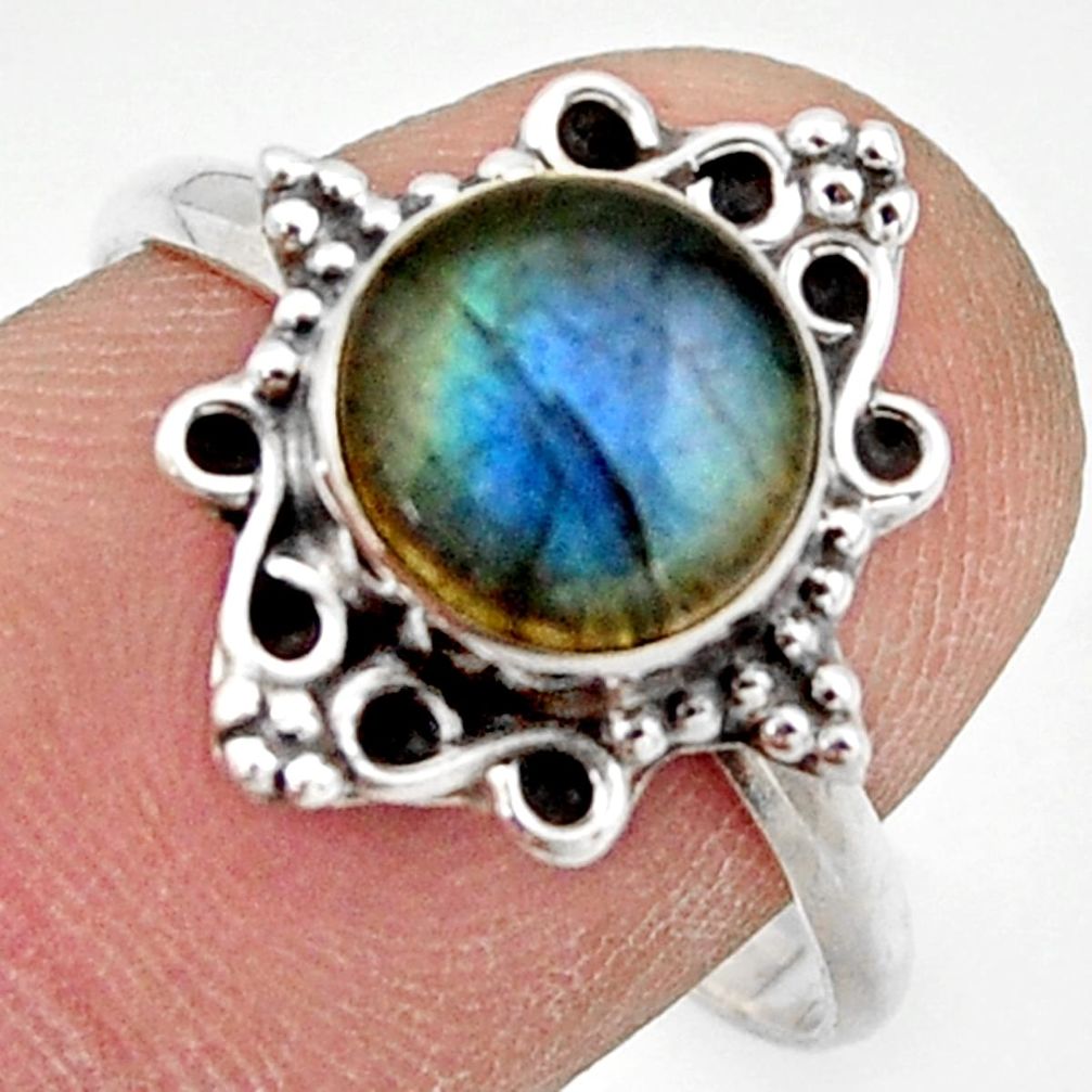 2.78cts natural blue labradorite 925 silver solitaire ring jewelry size 9 r41492