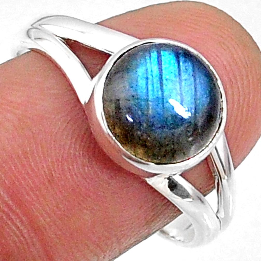 4.34cts natural blue labradorite 925 silver solitaire ring jewelry size 9 r66368