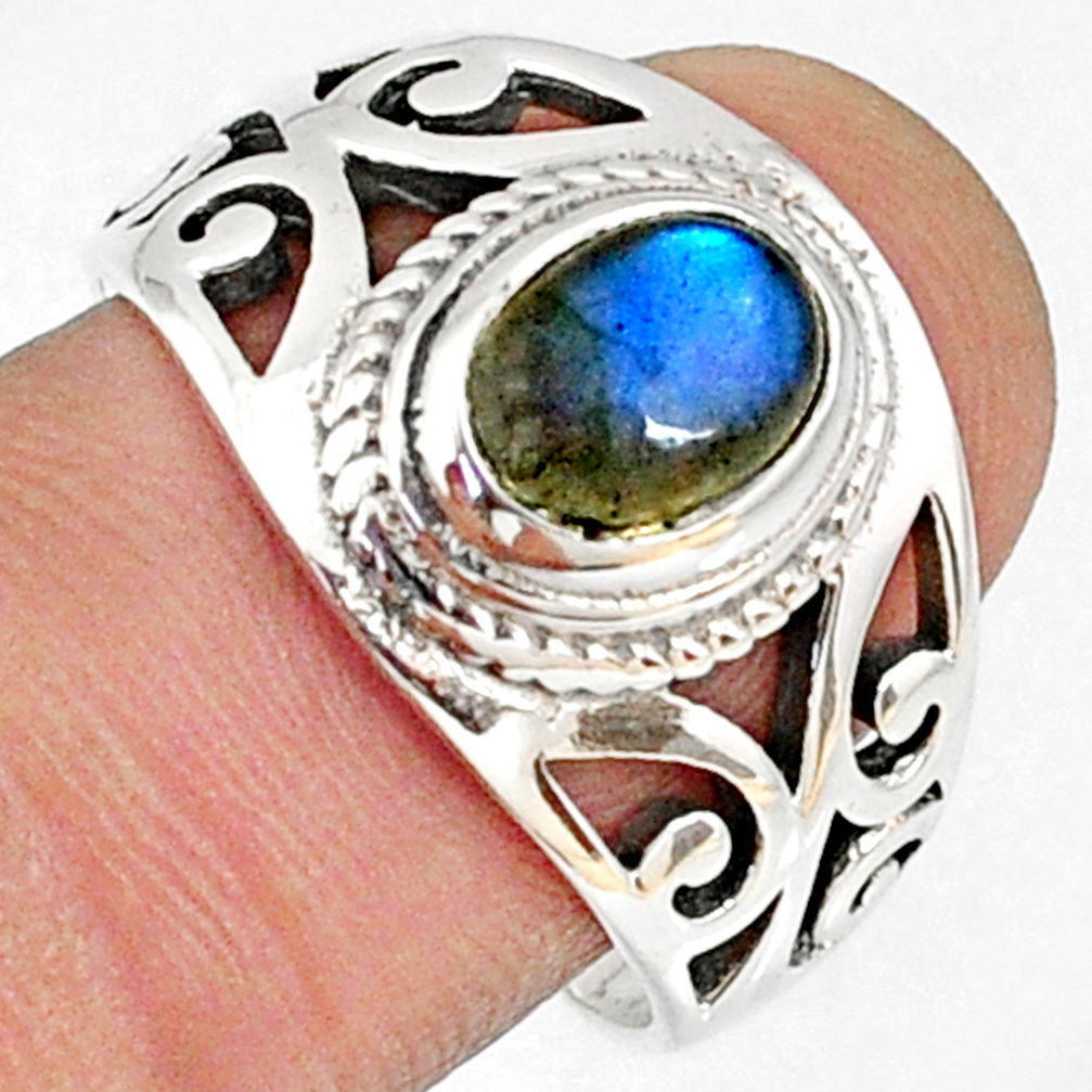 2.10cts natural blue labradorite 925 silver solitaire ring jewelry size 9 r68933