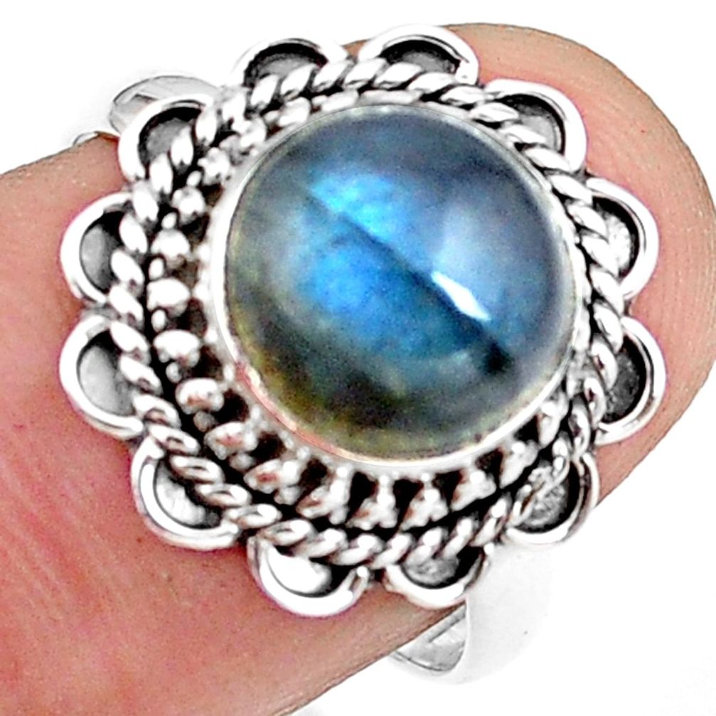 blue labradorite 925 silver solitaire ring size 7.5 p78802