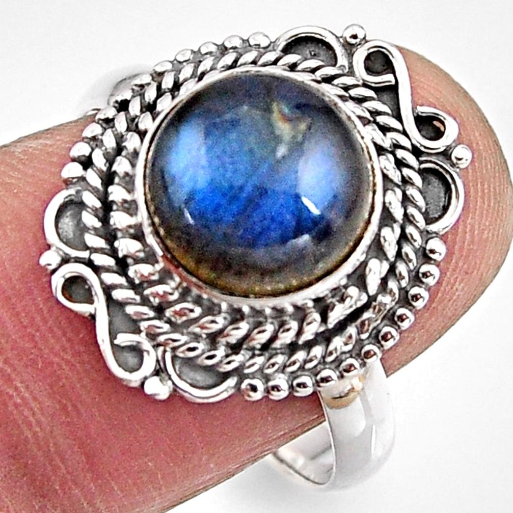 blue labradorite 925 silver solitaire ring size 8.5 p90945