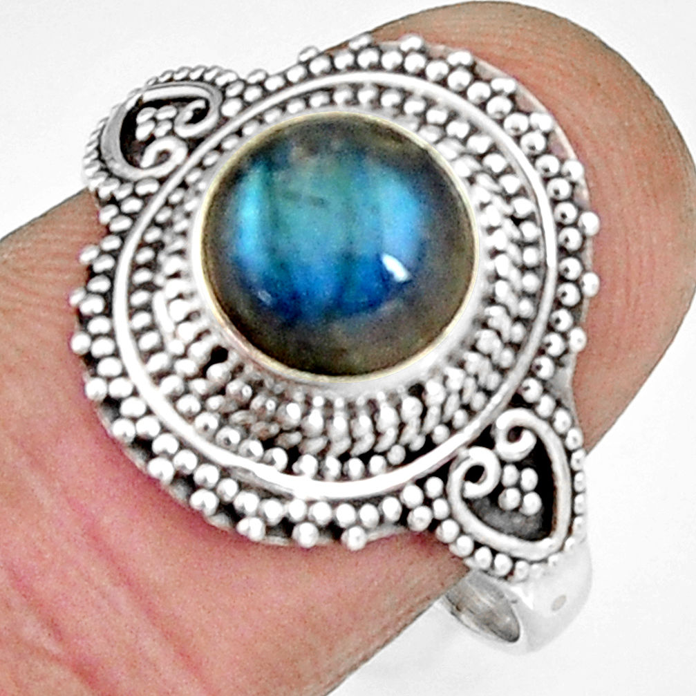 3.10cts natural blue labradorite 925 silver solitaire ring size 9.5 r19676