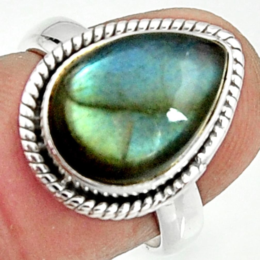 6.33cts natural blue labradorite 925 silver solitaire ring size 6.5 r22153