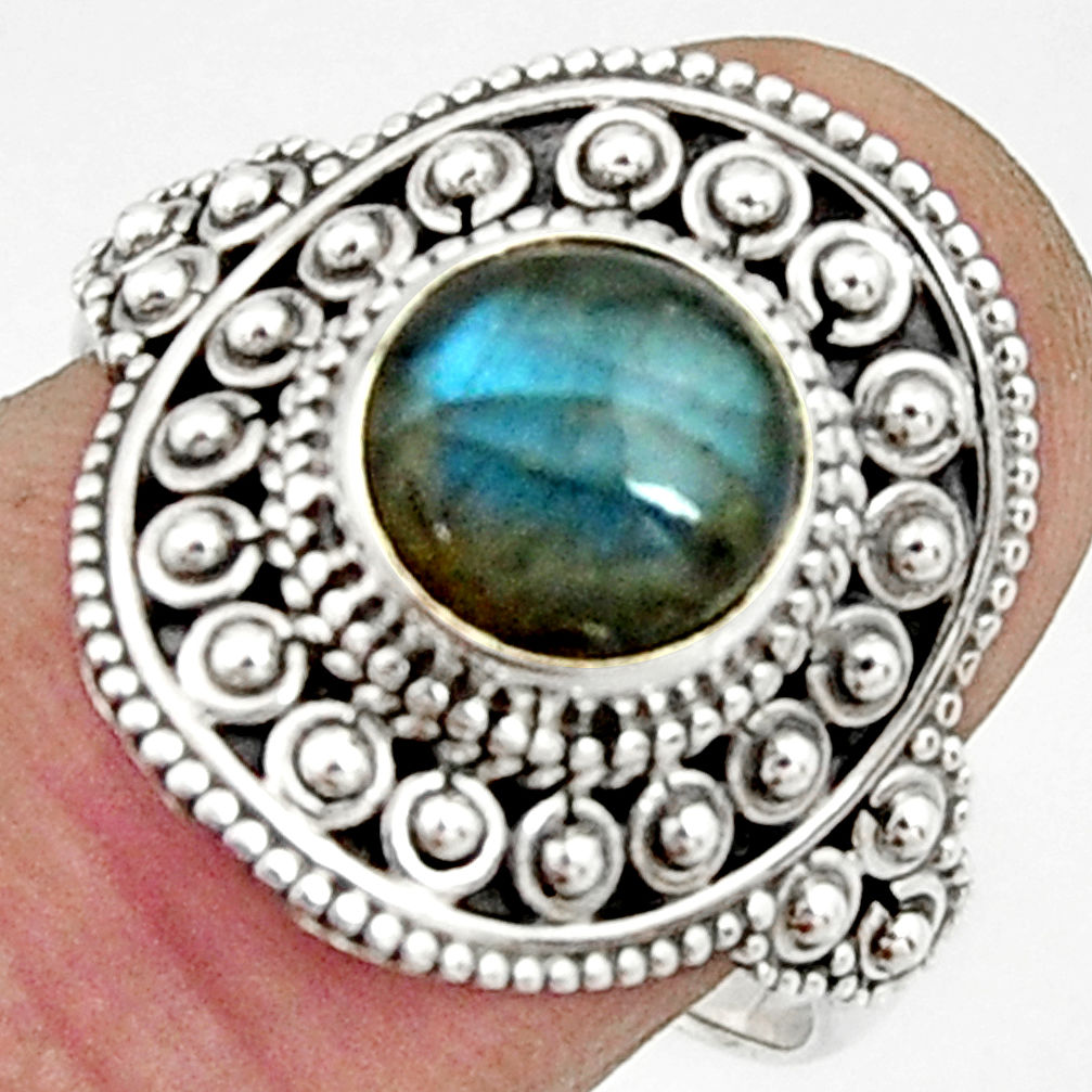 3.41cts natural blue labradorite 925 silver solitaire ring size 8.5 r22458