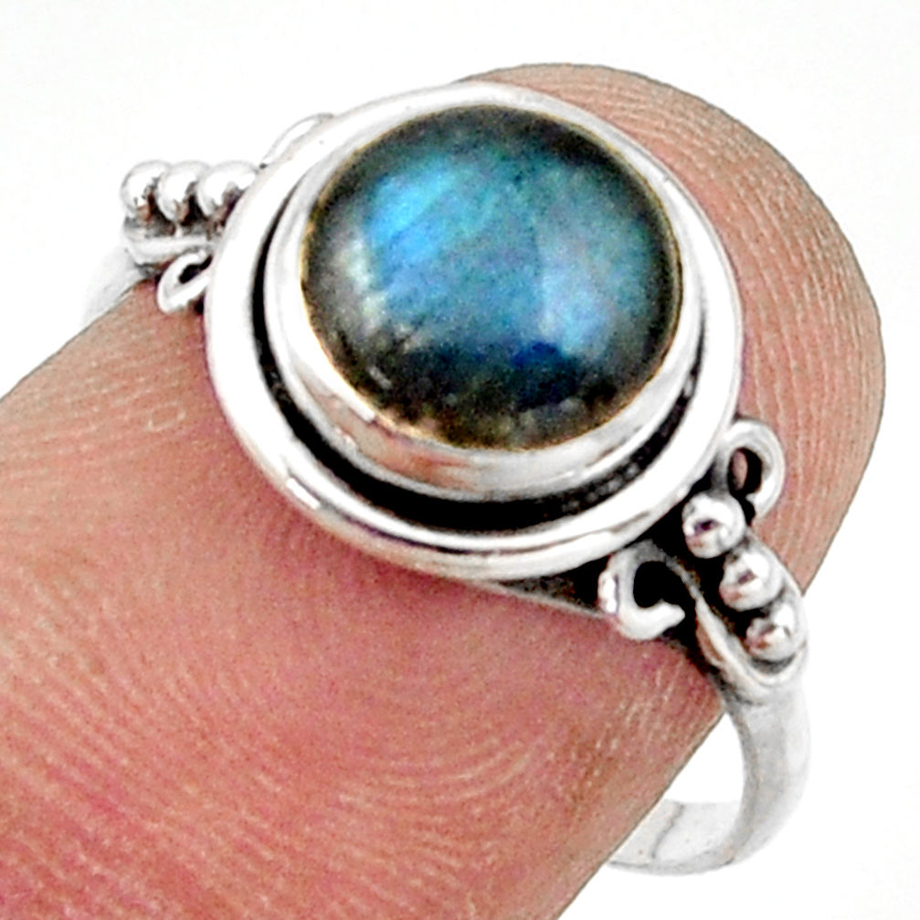 3.03cts natural blue labradorite 925 silver solitaire ring size 7.5 r41376
