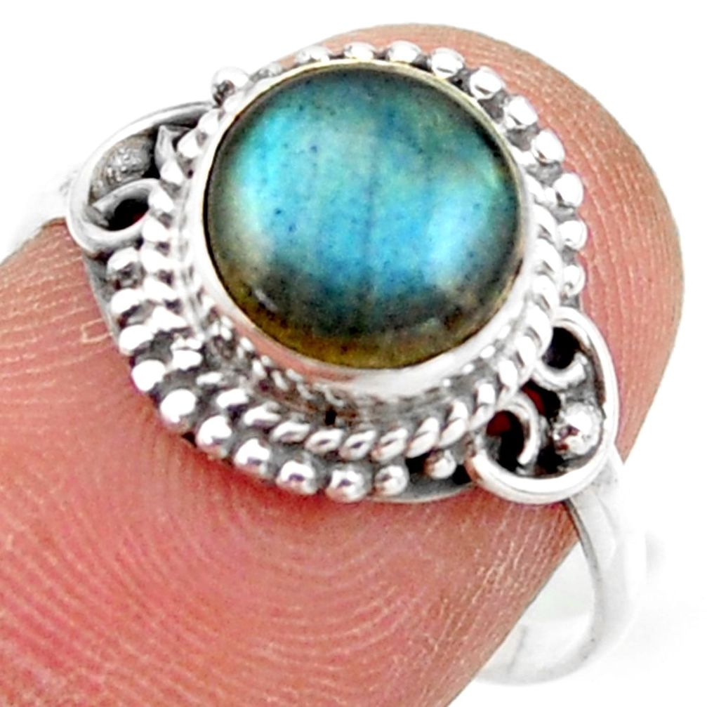 2.92cts natural blue labradorite 925 silver solitaire ring size 7.5 r41416