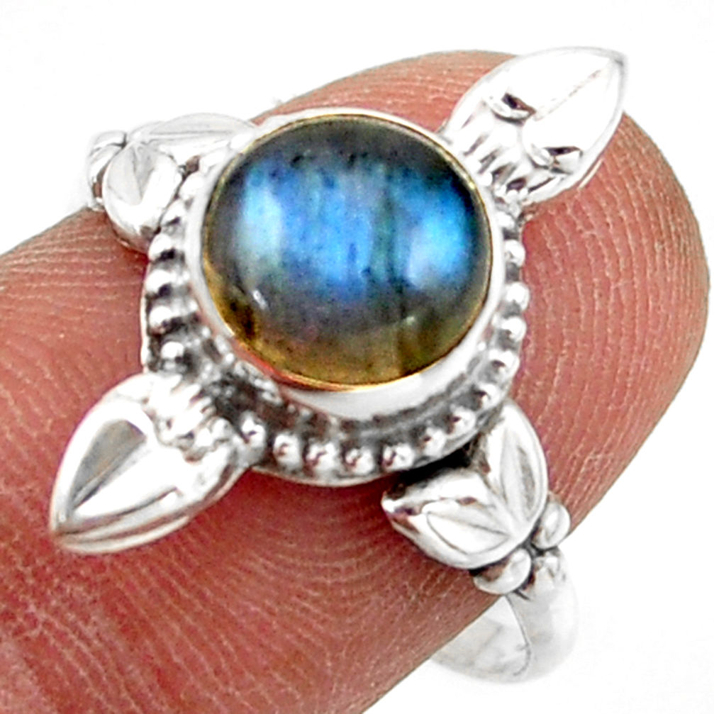 2.90cts natural blue labradorite 925 silver solitaire ring size 8.5 r41435