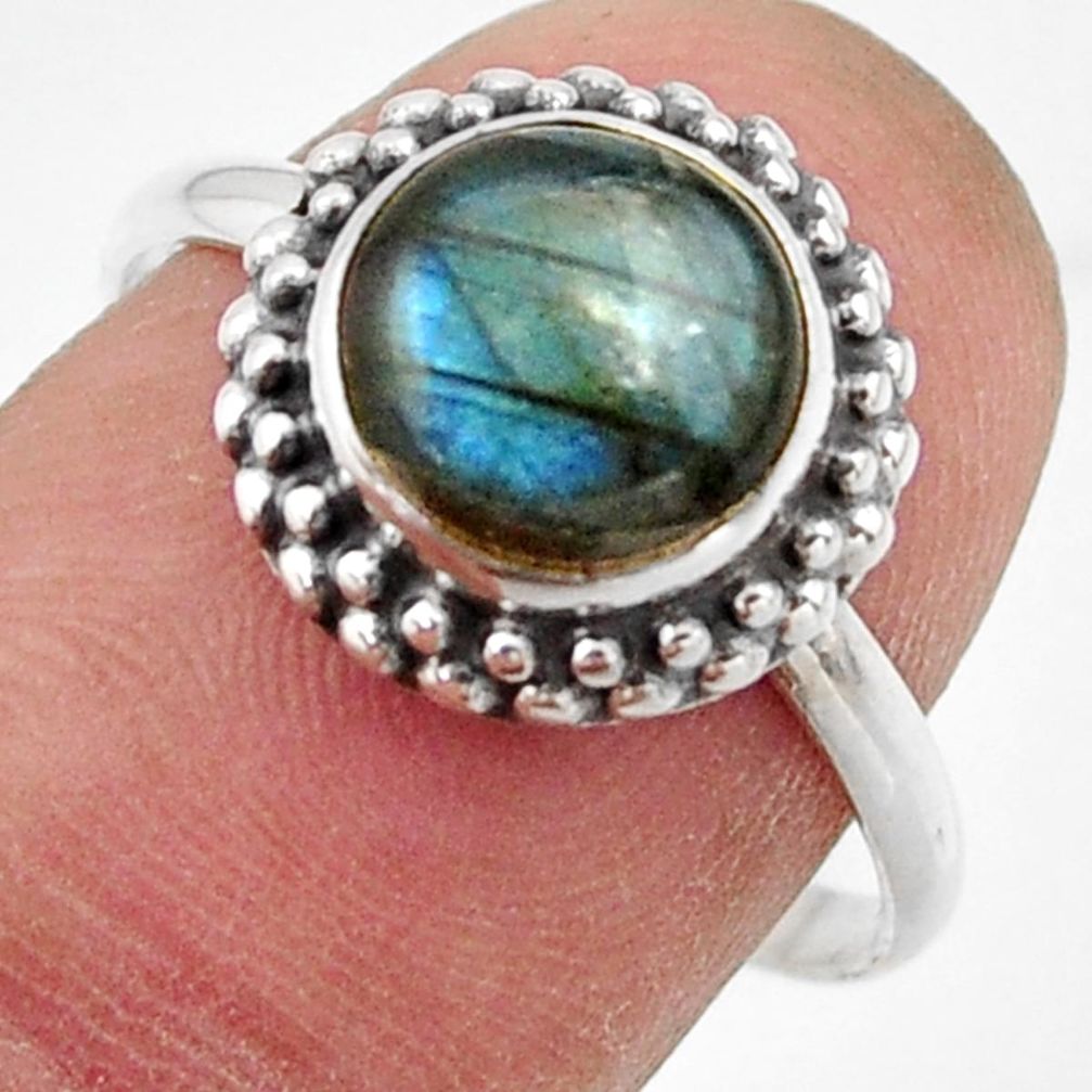 3.09cts natural blue labradorite 925 silver solitaire ring size 8.5 r41548