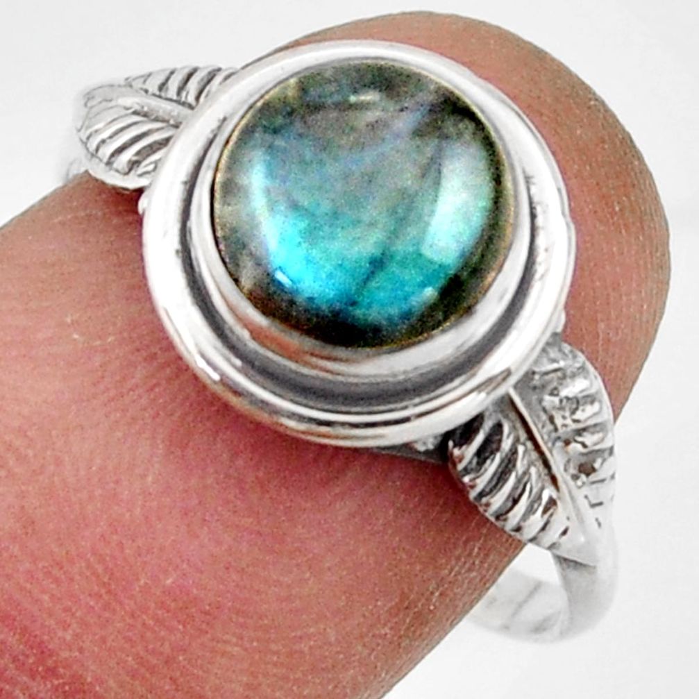 2.98cts natural blue labradorite 925 silver solitaire ring size 8.5 r41553