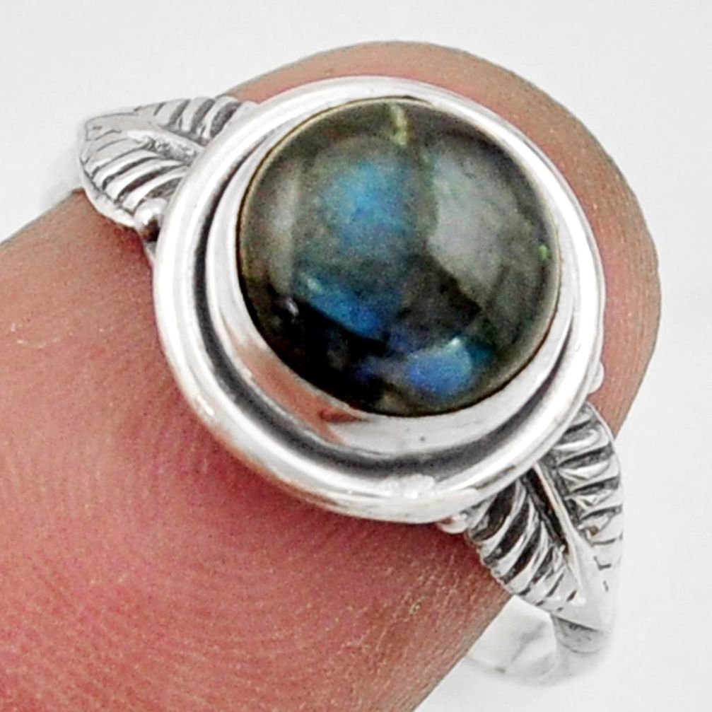 3.00cts natural blue labradorite 925 silver solitaire ring size 7.5 r41554