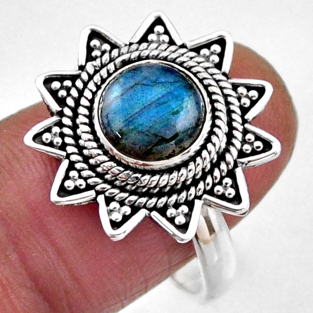 3.01cts natural blue labradorite 925 silver solitaire ring size 8.5 r54334