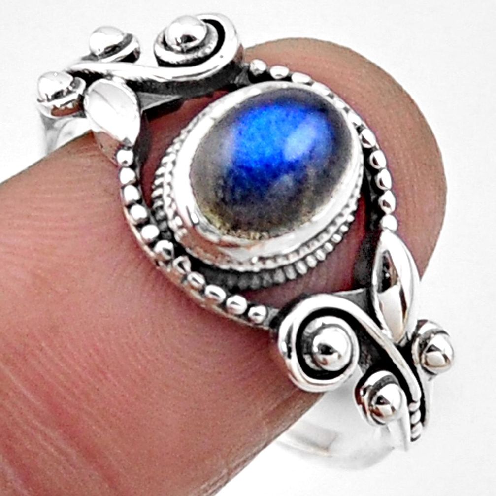 2.01cts natural blue labradorite 925 silver solitaire ring size 9.5 r54539