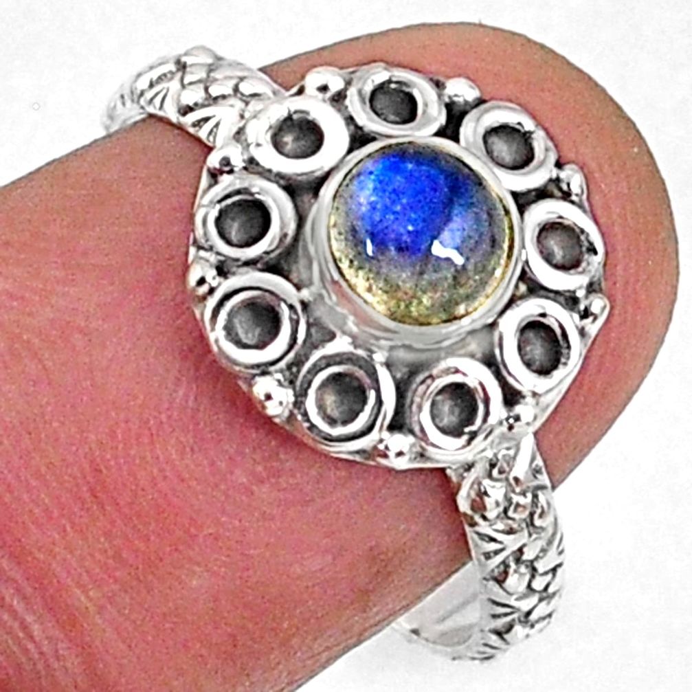 0.99cts natural blue labradorite 925 silver solitaire ring size 7.5 r64794