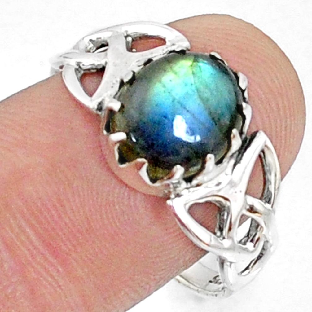 3.93cts natural blue labradorite 925 silver solitaire ring size 8.5 r67440