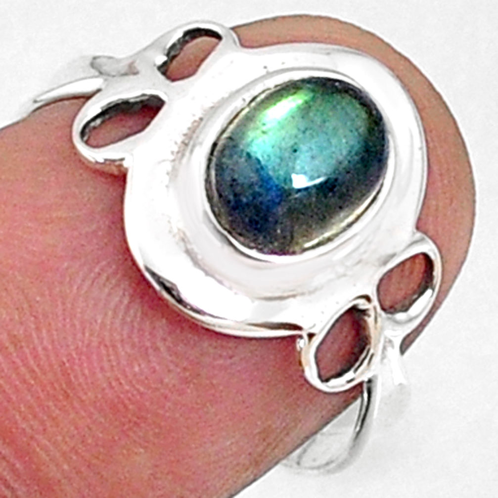 2.23cts natural blue labradorite 925 silver solitaire ring size 7.5 r68574