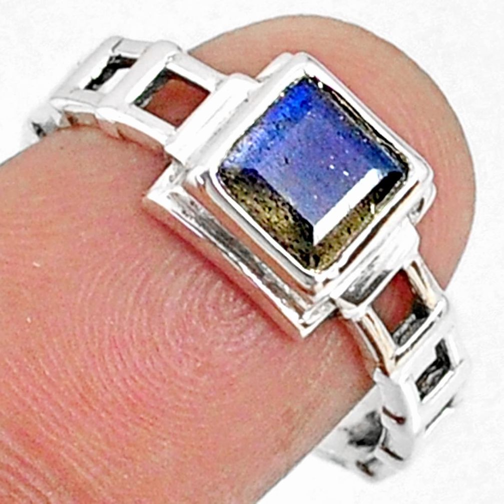 1.30cts natural blue labradorite 925 silver solitaire ring size 7.5 r68735