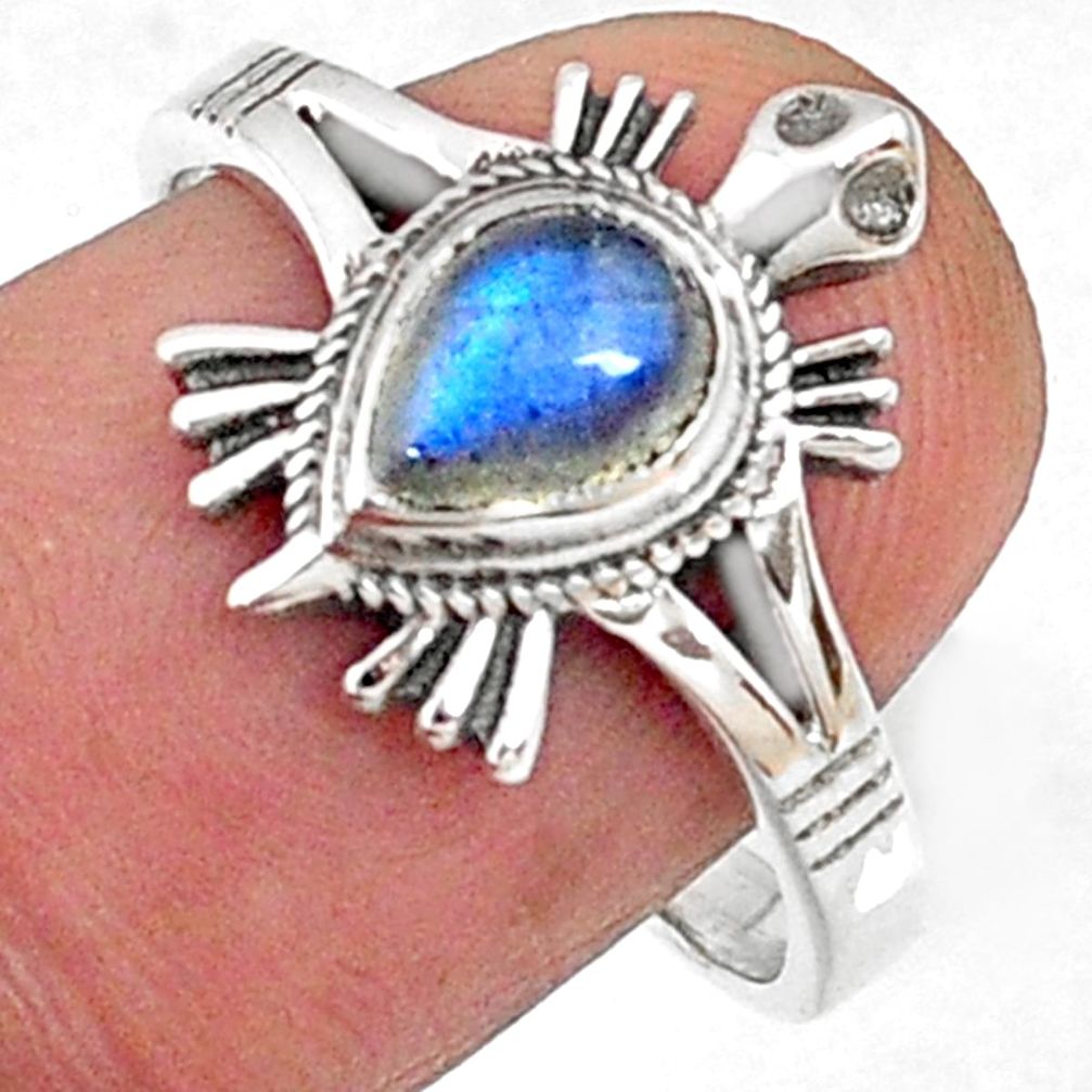 1.56cts natural blue labradorite 925 silver solitaire ring size 8.5 r68793