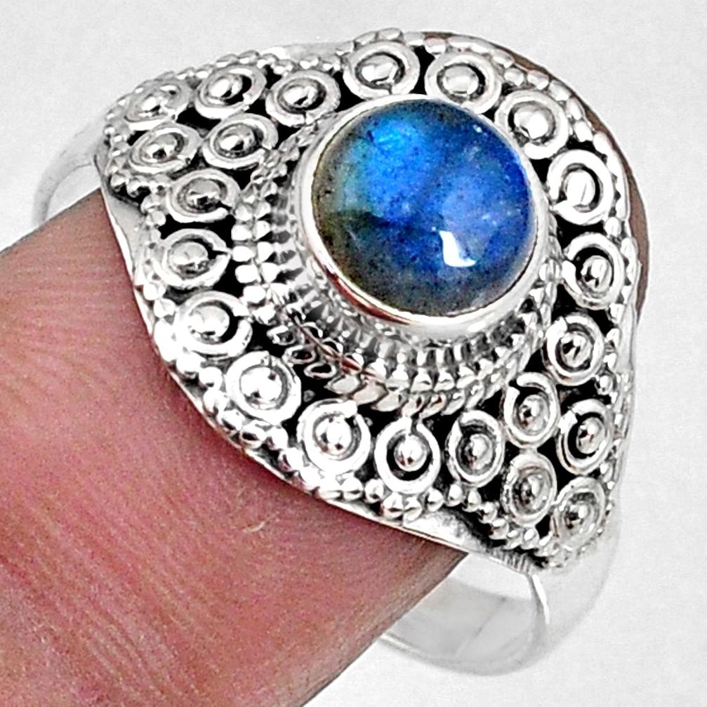 2.44cts natural blue labradorite 925 silver solitaire ring size 10 r61053