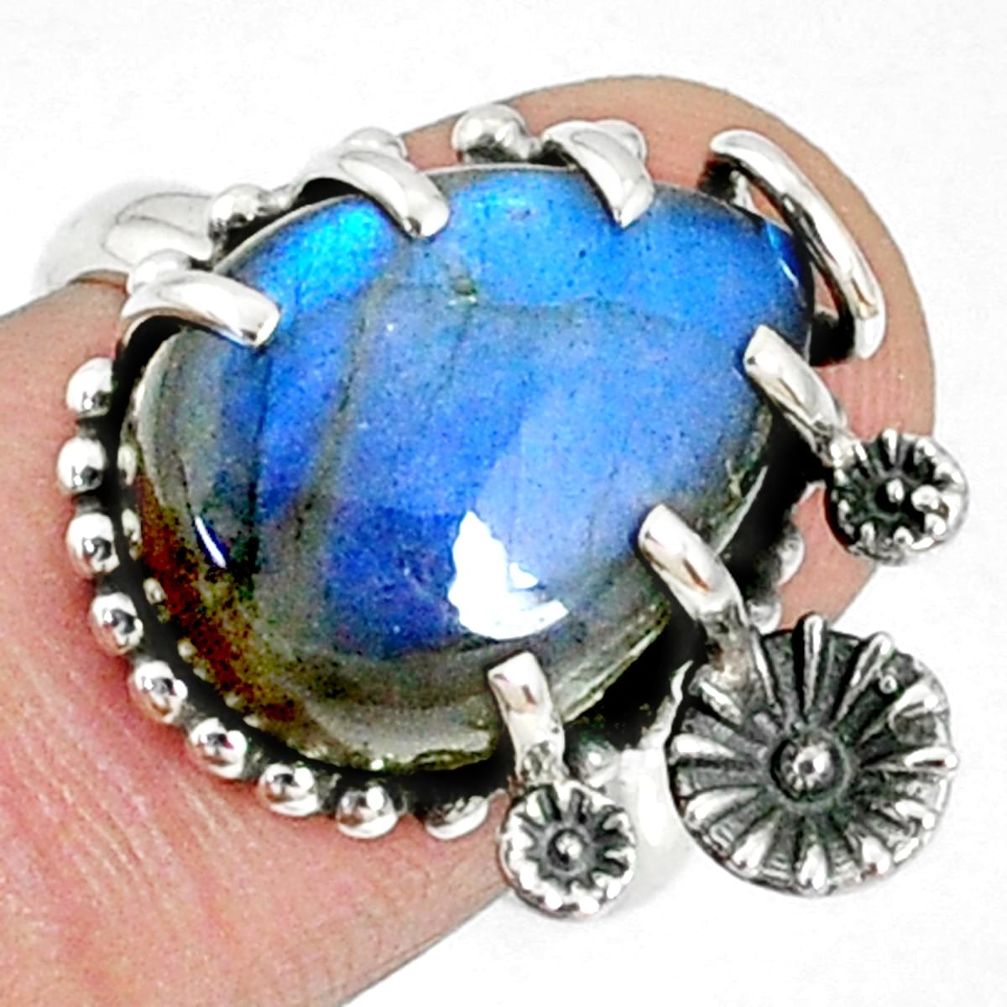 10.70cts natural blue labradorite 925 silver solitaire ring size 7 r67373