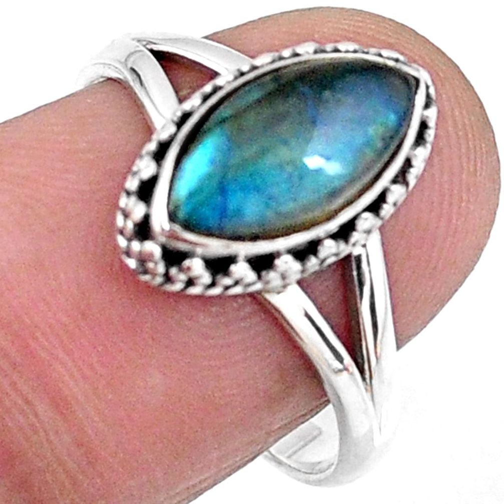 2.61cts natural blue labradorite 925 silver solitaire ring size 8 r57419