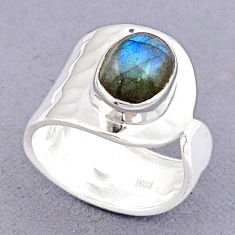 4.06cts natural blue labradorite 925 sterling silver band ring size 7 u29497