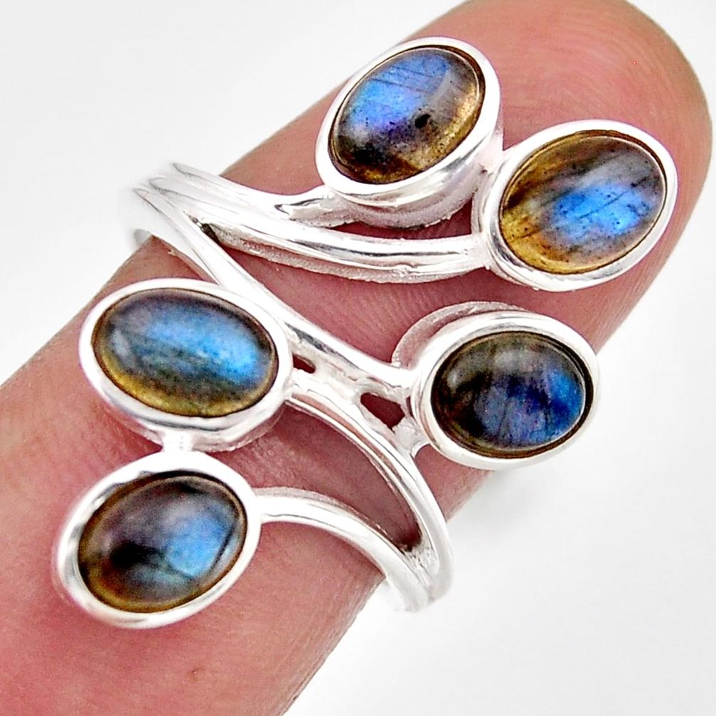 8.20cts natural blue labradorite 925 sterling silver ring jewelry size 8.5 n3354