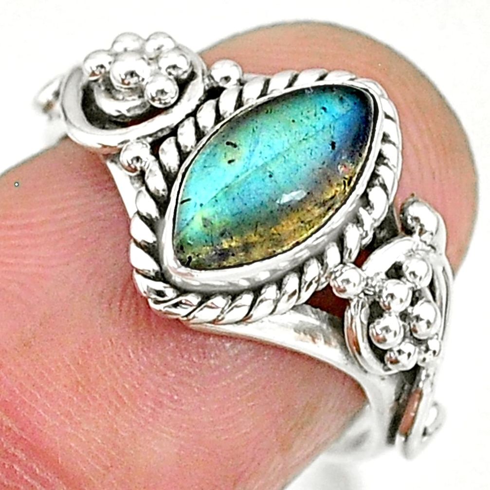 2.55cts natural blue labradorite 925 sterling silver ring jewelry size 6 r90051