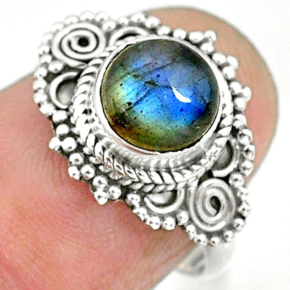 2.28cts natural blue labradorite 925 sterling silver ring jewelry size 6 r90263