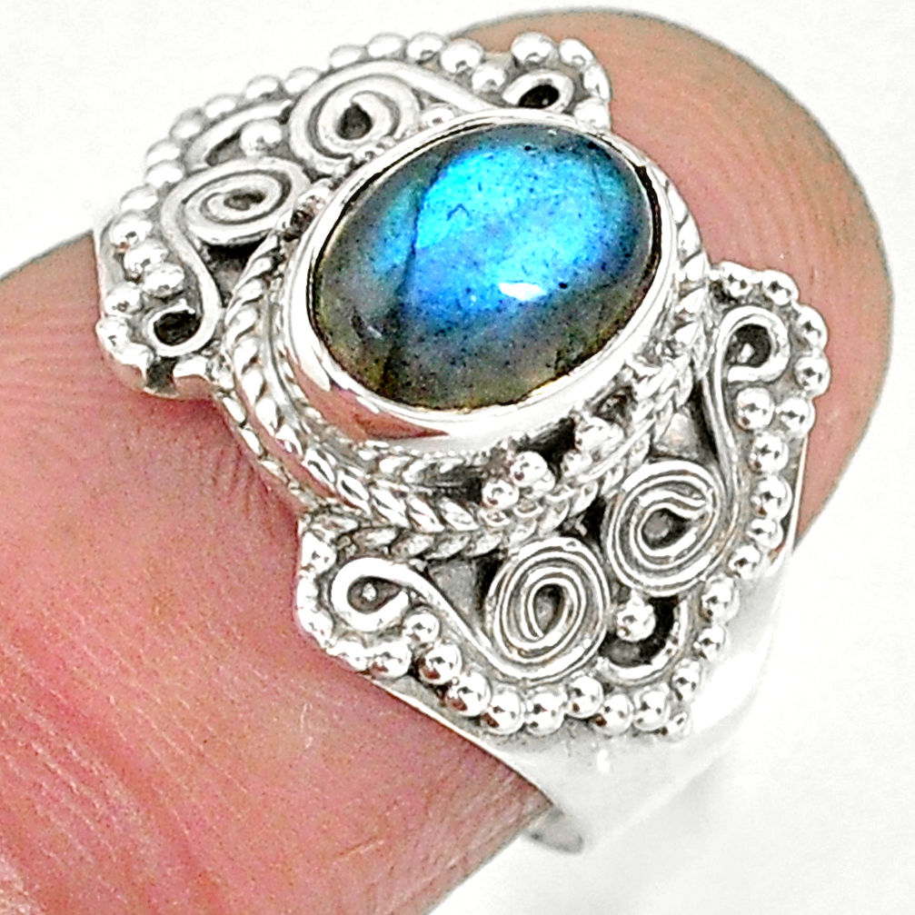 2.20cts natural blue labradorite 925 sterling silver ring jewelry size 6 r90278