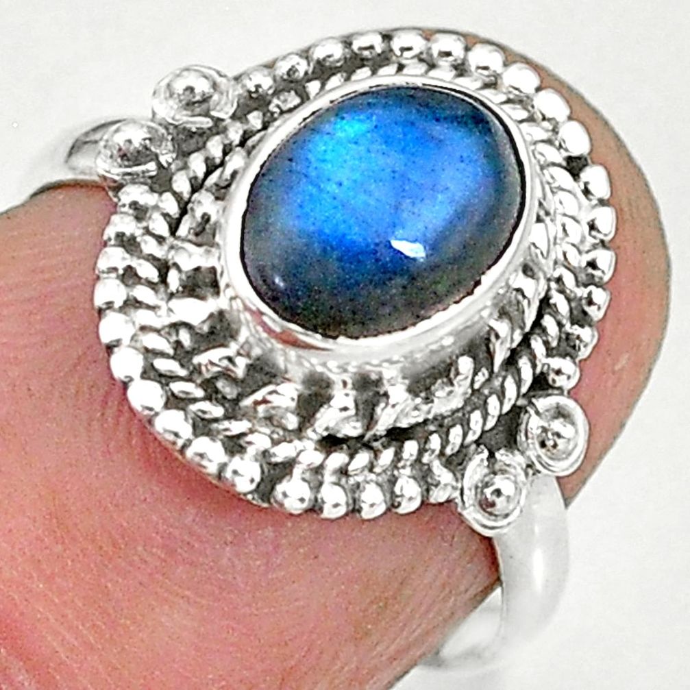 1.97cts natural blue labradorite 925 sterling silver ring jewelry size 6 r90286