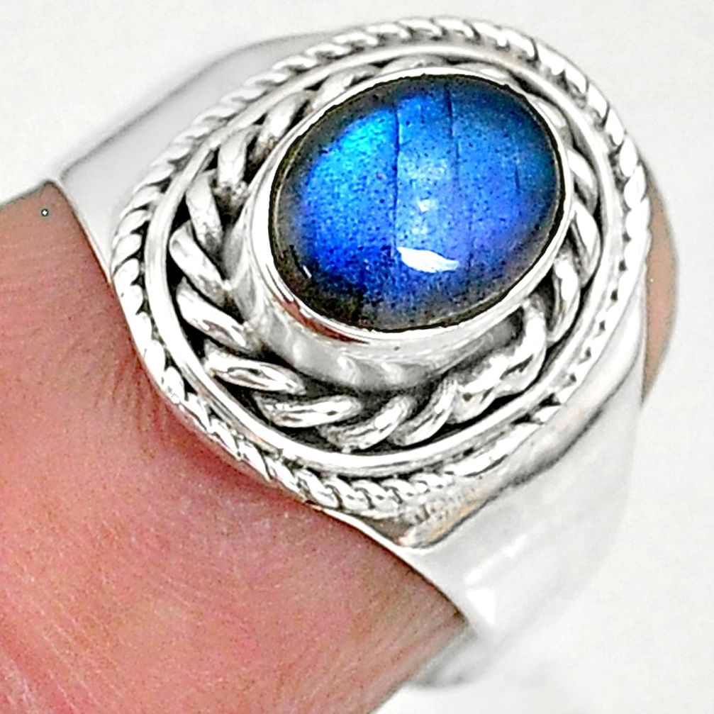 2.22cts natural blue labradorite 925 sterling silver ring jewelry size 6 r90287