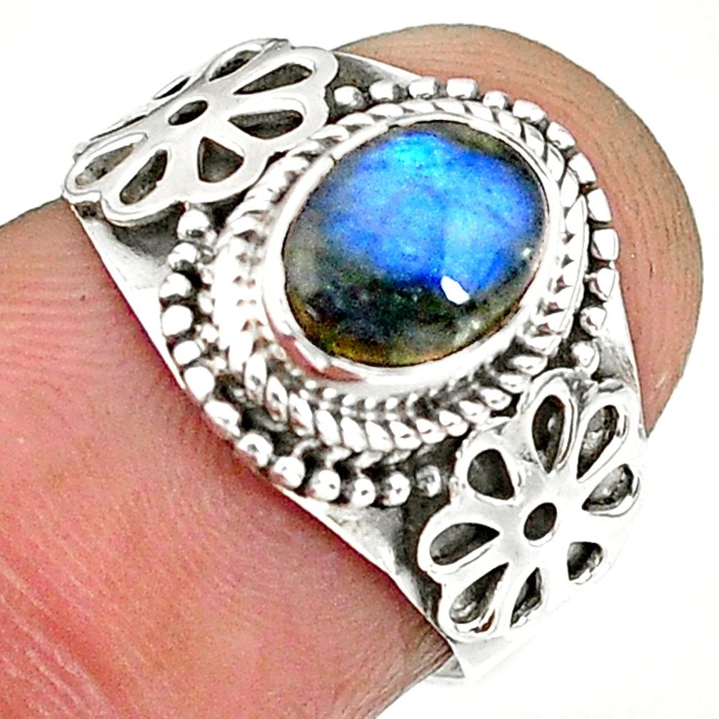 2.09cts natural blue labradorite 925 sterling silver ring jewelry size 6 r90292