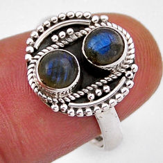 1.62cts natural blue labradorite 925 sterling silver ring jewelry size 7 n38374
