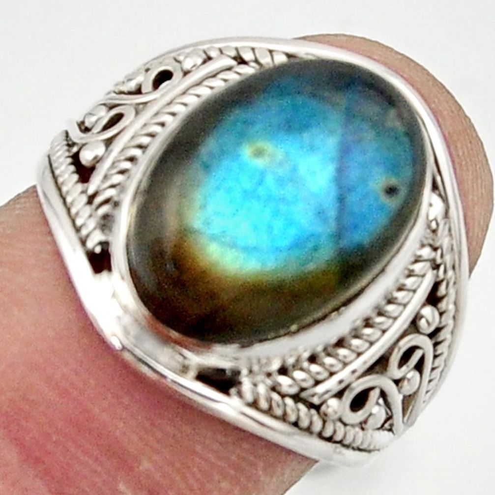 6.67cts natural blue labradorite 925 sterling silver ring jewelry size 7 r42800