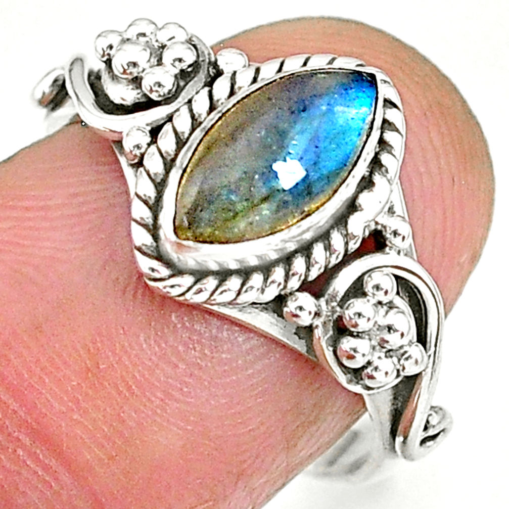 2.58cts natural blue labradorite 925 sterling silver ring jewelry size 7 r90049