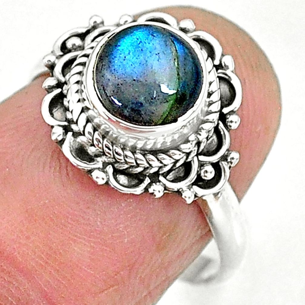 2.43cts natural blue labradorite 925 sterling silver ring jewelry size 7 r90264