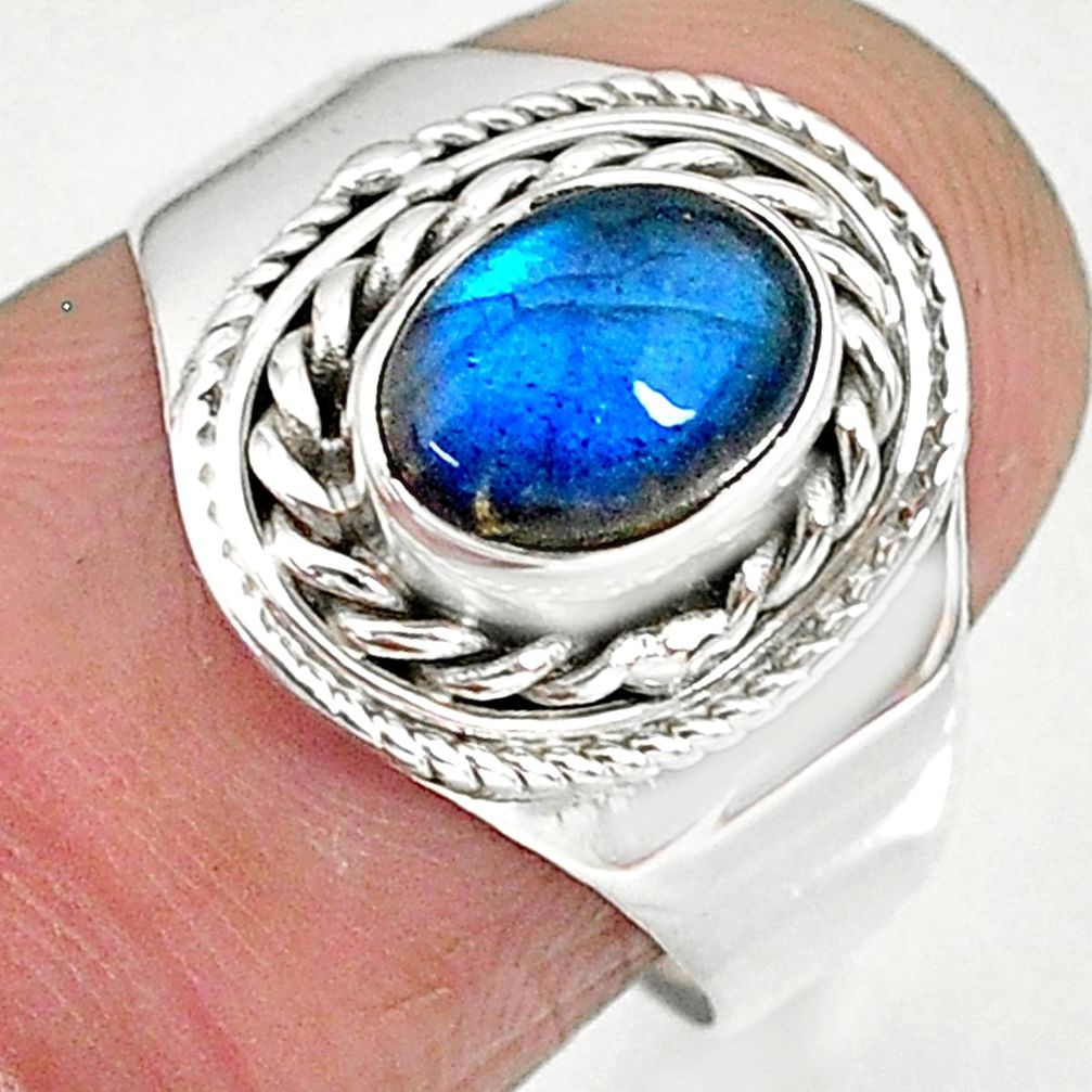 1.90cts natural blue labradorite 925 sterling silver ring jewelry size 7 r90274