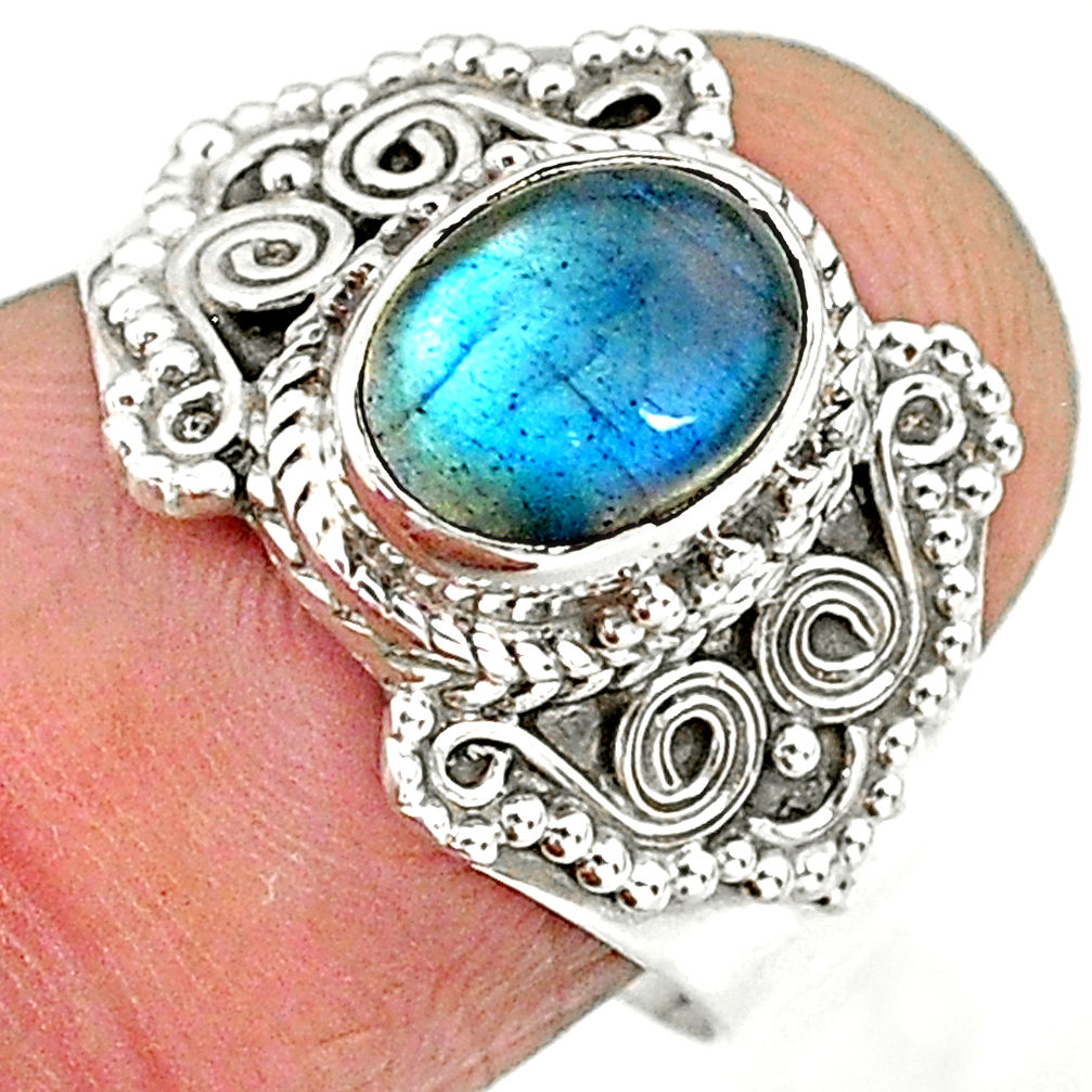 2.13cts natural blue labradorite 925 sterling silver ring jewelry size 7 r90280