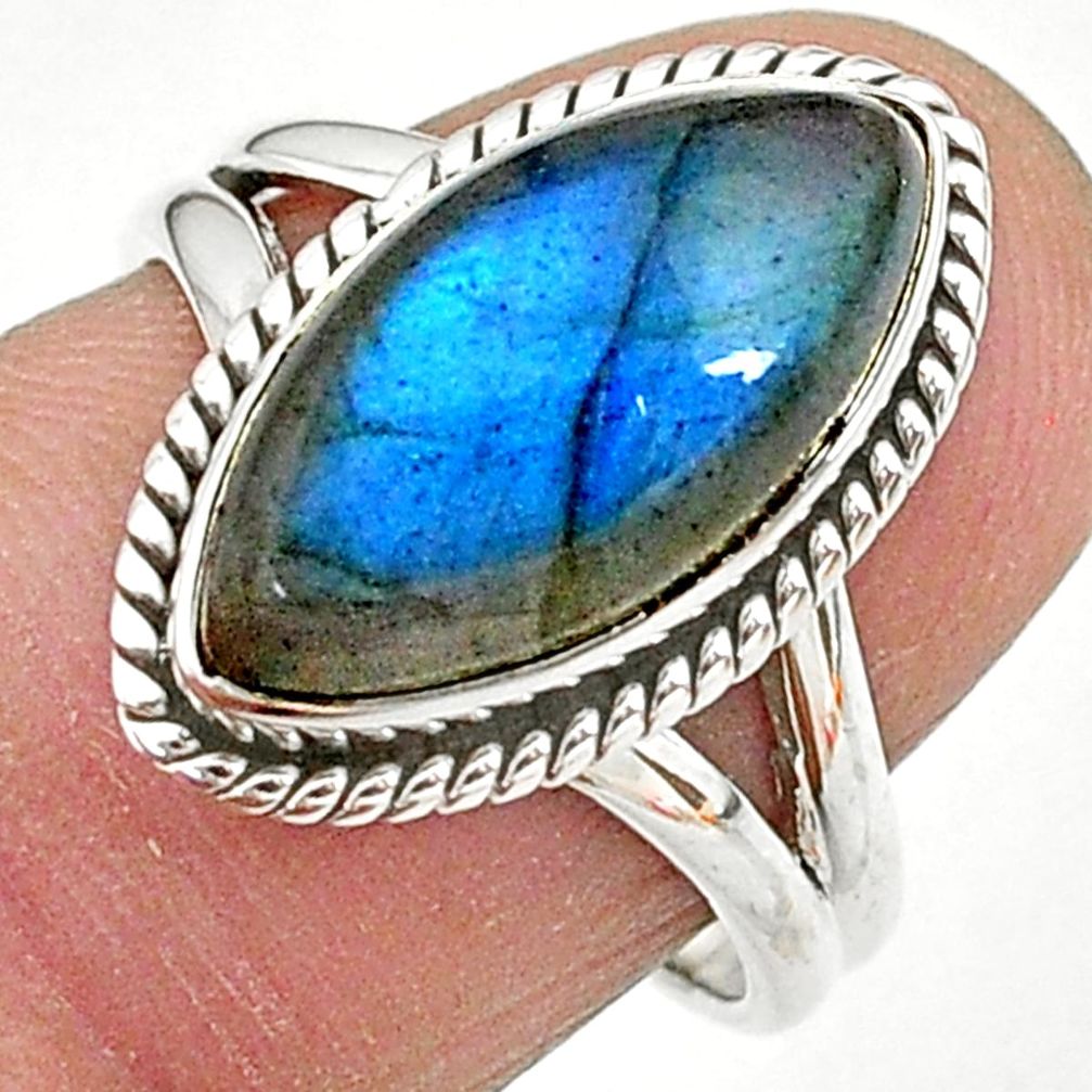 6.72cts natural blue labradorite 925 sterling silver ring jewelry size 7 t11025
