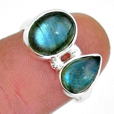 5.81cts natural blue labradorite 925 sterling silver ring jewelry size 7 y17471