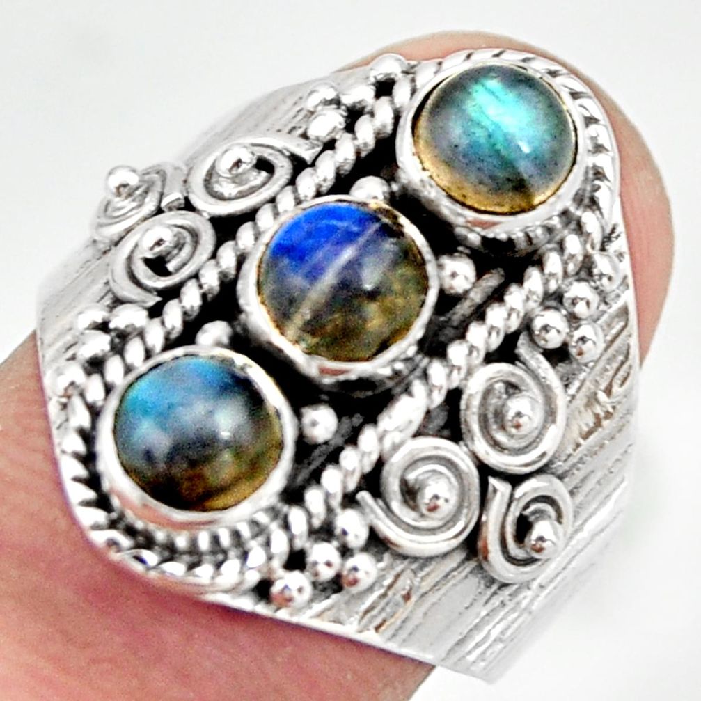 2.65cts natural blue labradorite 925 sterling silver ring jewelry size 8 r26832