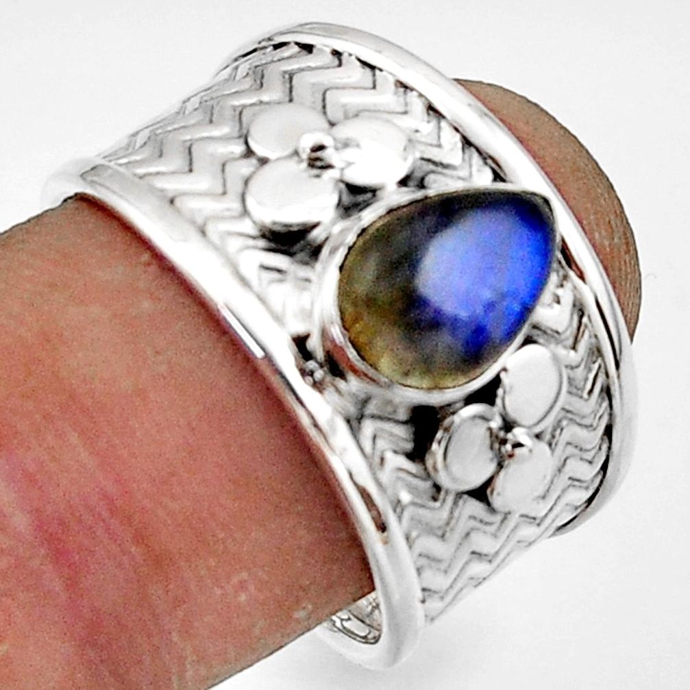 2.19cts natural blue labradorite 925 sterling silver ring jewelry size 8 r44298