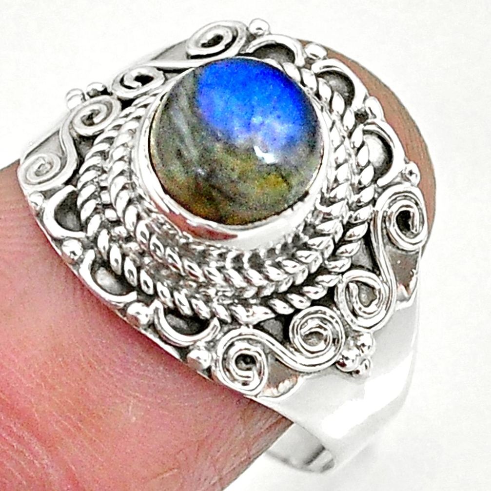 2.67cts natural blue labradorite 925 sterling silver ring jewelry size 8 r90272