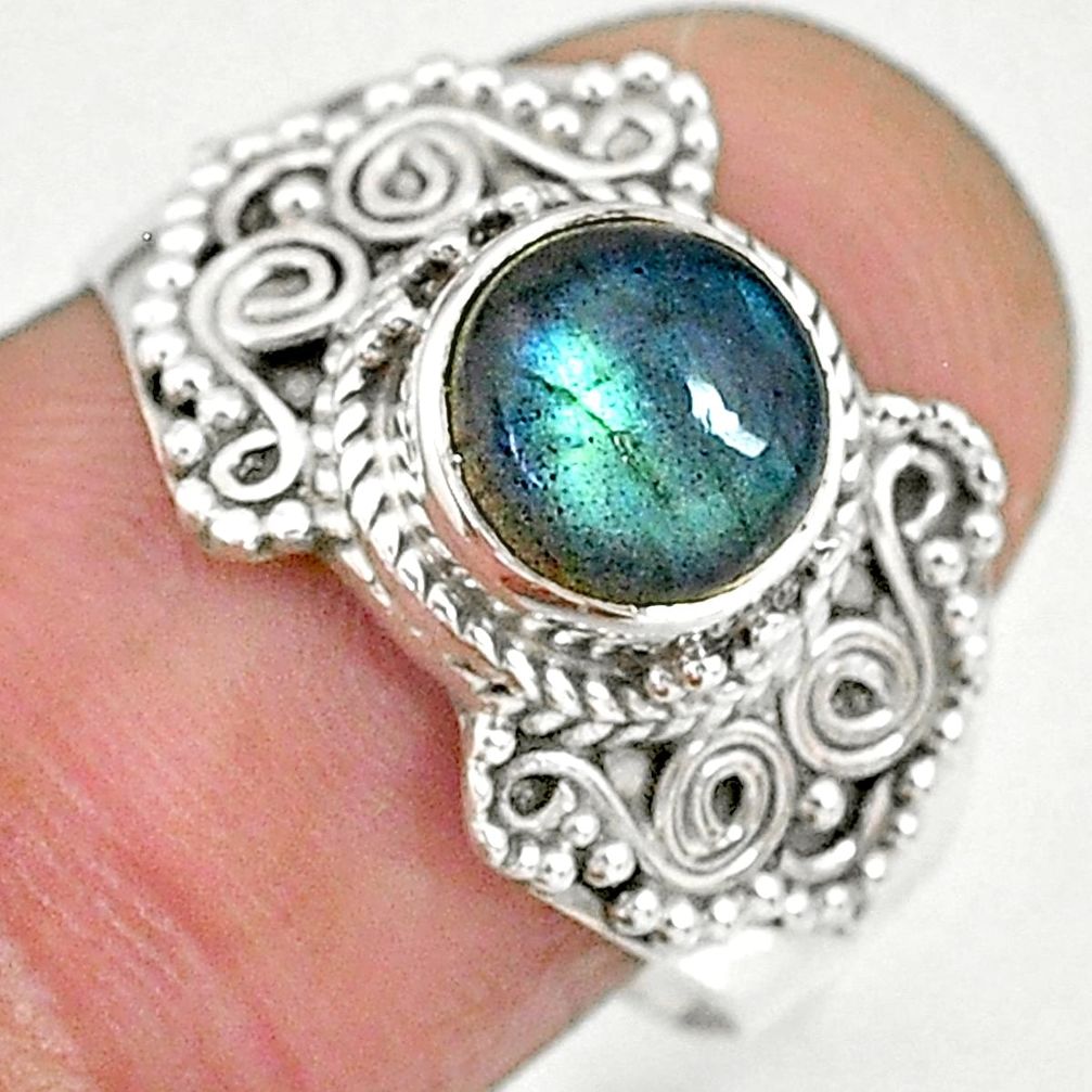 2.86cts natural blue labradorite 925 sterling silver ring jewelry size 8 r90290
