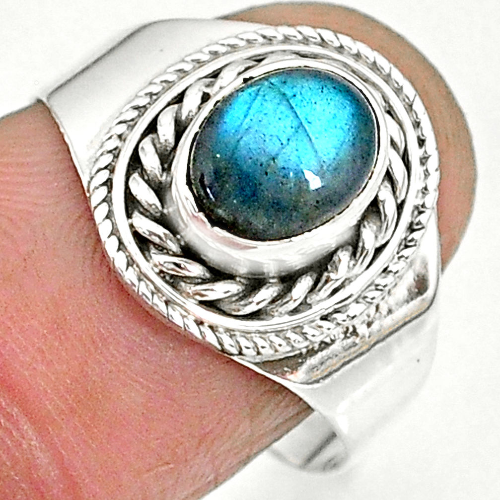 1.97cts natural blue labradorite 925 sterling silver ring jewelry size 8 r90295