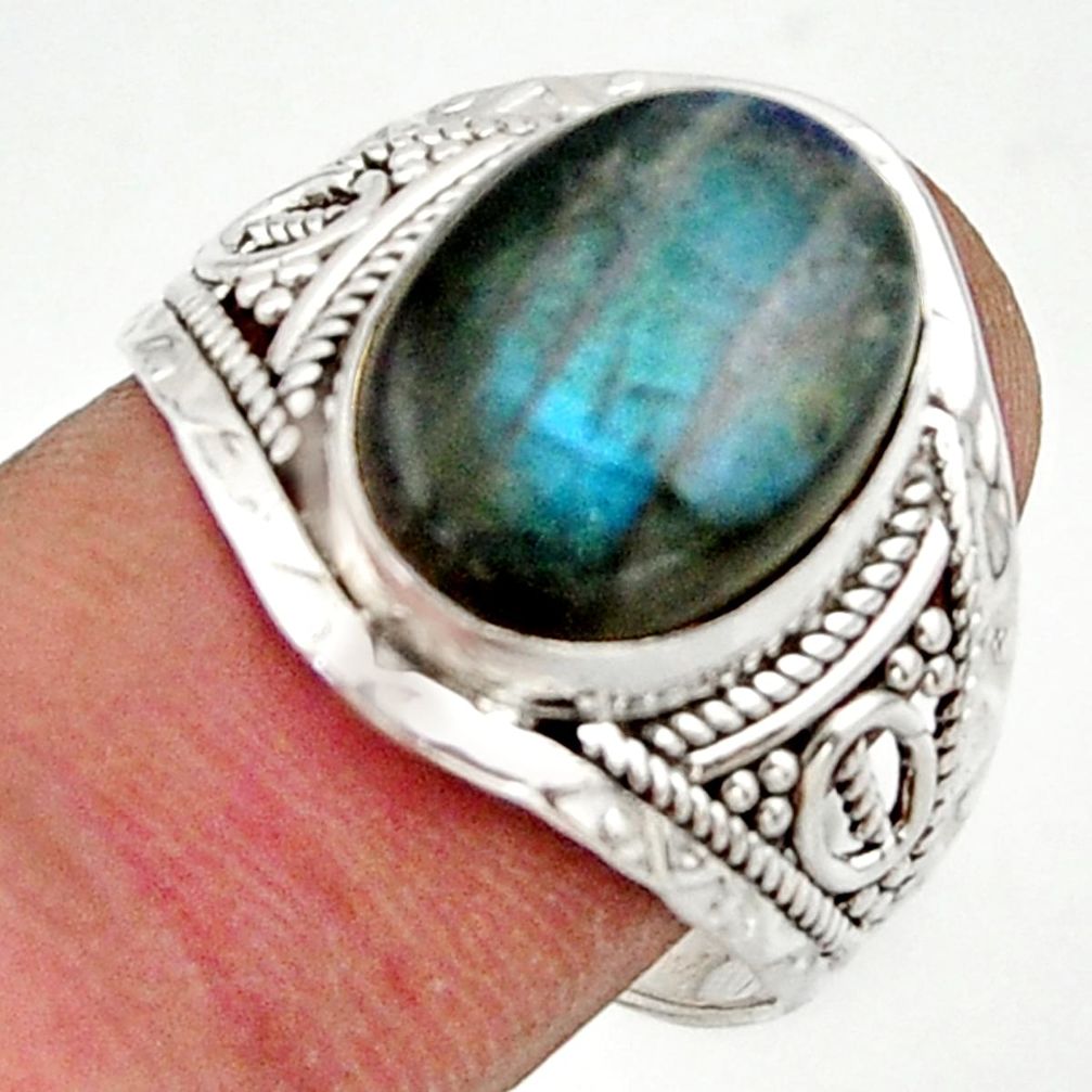 6.54cts natural blue labradorite 925 sterling silver ring jewelry size 9 r42813